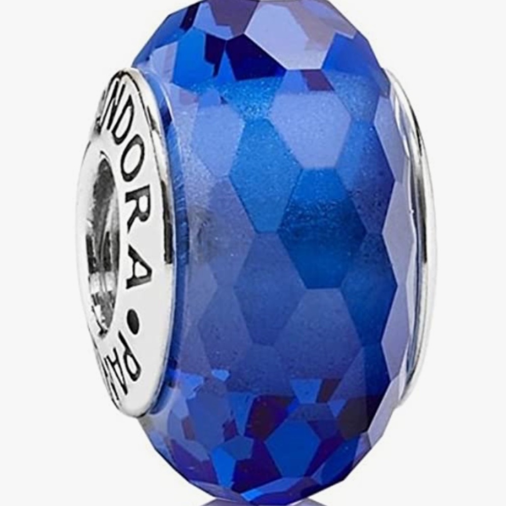 PANDORA Murano Glass Fascinating Blue Charm with Sterling Core